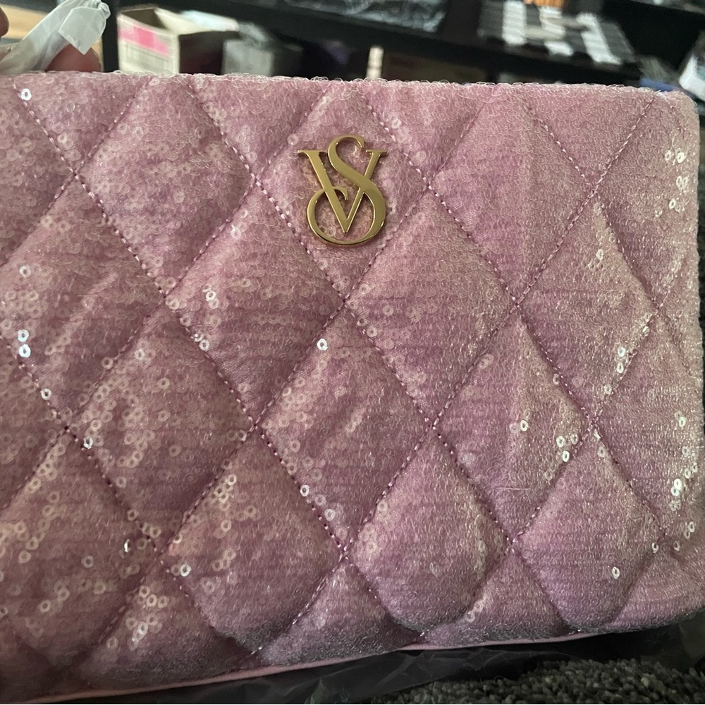 VS PINK sequin cosmetic/makeup bag
